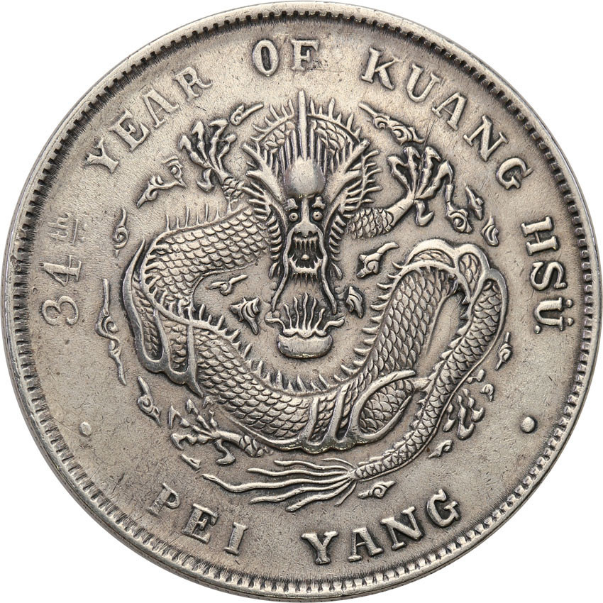 Chiny, Chihli. Dolar Yr. 34 (1908)